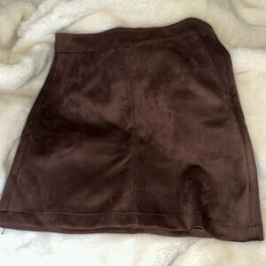 Loft suede brown mini skirt 4